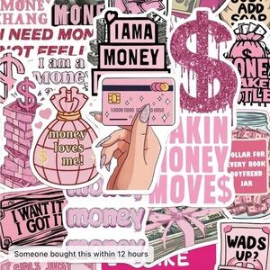 Pink Money-Themed Sticker Set